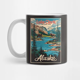 Lake Clark Alaska Predators Vintage Travel Poster Mug